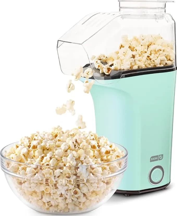 Dash Fresh Pop Popcorn Maker, 16-Cup Hot Air Popper, Aqua - Electric Popcorn Machine, Oil-Free Air Popped Popcorn, Built-In Measuring Cup & Butter Melting Tray, Movie Night Snacks