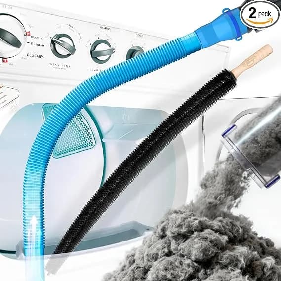 Holikme Dryer Vent Cleaner Kit, Vacuum Hose Attachment, 2-Piece, Blue - Adjustable Cable Tie For Easy Attachment, Flexible Lint Brush Removes Lint From Dryer Lint Screens And Tight Spaces