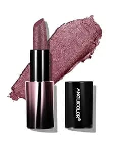 Anglicolor Metallic Plum Lipstick For Subtle 3d Shimmer Effect,Glitter Lipstick,Light Soft Cream Formula For Moisturized Lips,Non-Sticky,Music Festival Party Stage Makeup (01 Gold-Flecked Ruby)