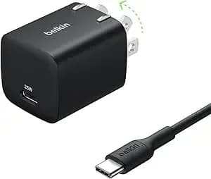 Belkin Usb C Charger Block 25w - Usb C Cable Included – pd3.0 Pps Fast Charging For Samsung Galaxy s26, Apple Iphone 17,Air, Pro, Pro Max, Airpods, Google Pixel 9, Nintendo Switch, Etc - Black