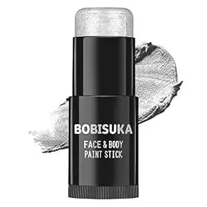 Bobisuka Silver Face Paint Stick, Waterproof Metallic Silver Full Body Paint Sticks, Blendable Painting Kit For Halloween Makeup Sfx Cosplay Special Effects Parties Cosplay Costume Stage