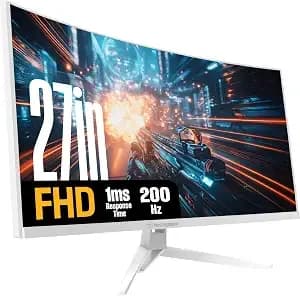 Westinghouse 27 Inch Curved Gaming Monitor, 200hz, 1ms, Fhd 1080p, 3000:1 Contrast Ratio, 118% Srgb, 1500r, Amd Freesync, Eyecare, For Pc Games With Built-In Speakers, Displayport, hdmix2-White