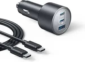 Anker 167.5w Max 3-Port Ultra-Compact Usb C Fast Charging Car Charger - Fast Charging Adapter For Macbook Pro / Air, Iphone 17 / 16 / 15 Series, Samsung s25, Ipad Pro, Airpods, And More