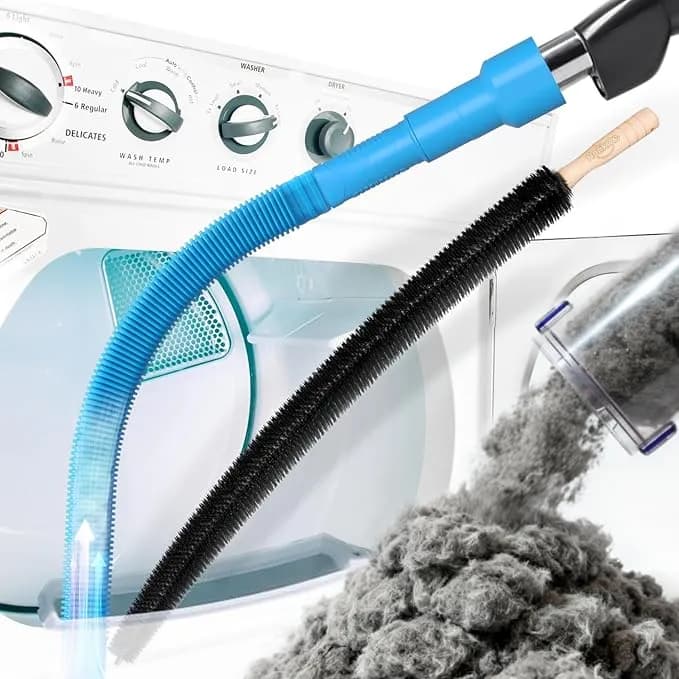 Holikme Dryer Vent Cleaner Kit 2pack - Lint Vacuum Attachment & Brush - Blue Dryer Vent Vacuum Hose Attachment & Brush Reach Deep Traps - Remove Hidden Lint, Speed Drying & Reduce Fire Risk
