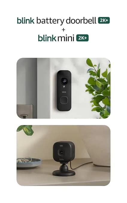 Blink Battery Doorbell 2k+ (Newest Model) And Mini 2k+ (Newest Model) — 2k Video Resolution, Enhanced Audio. Sync Module Core Included. 2 Cameras + Battery Doorbell 2k+ (Black)