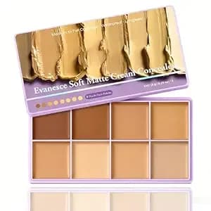 8color Cream Concealer Foundation Palette,Soft Matte Cream Concealer,Medium - Long-Lasting & Smudge Blendable, Full Coverage Contour Palette,Colour Correcting For Dark Circles Acne & Redness,Acne,Blemish