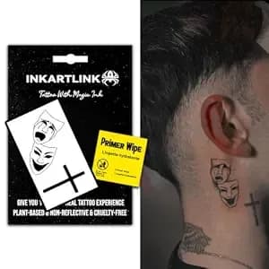 Inkartlink Clown Cross Temporary Tattoos, Realistic Waterproof Fake Tattoos - Semi Permanent Tattoo, Body Stickers For Women & Men, Last 7-15 Days, Party Favors, Non-Reflective, Exquisite Packaging