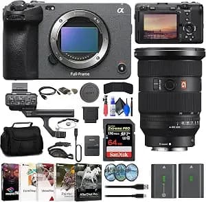 Sony fx3 Full-Frame Cinema Camera (Ilme-fx3) Fe 24-70mm Lens + 64gb Card + Filter Kit + Bag + Np-fz100 Compatible Battery + Card Reader + Corel Photo Software + Flex Tripod + More (Renewed)