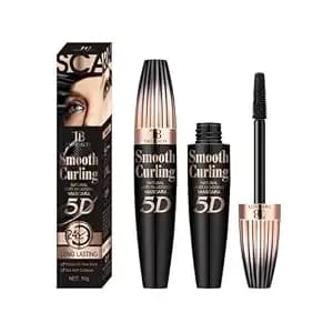 5d Fiber Mascara For Lengthening & Volumizing, Waterproof Smudge-Proof Mascara Buildable For Dramatic False Lash Effect, Clump-Free & Flake-Free