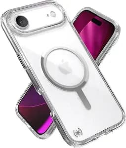 Speck Presidio Perfect Clear For Iphone 17 Air Case, Magsafe-Compatible, Slim Protective Case, Clear/Clear/Silver