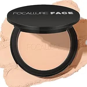 Focallure Flawless Pressed Powder - Shine Control & Pore Blurring, Natural - Pressed Setting Powder Foundation Makeup, Lightweight, Buildable, Long-Lasting Matte Finish, Portable Face Powder Compact