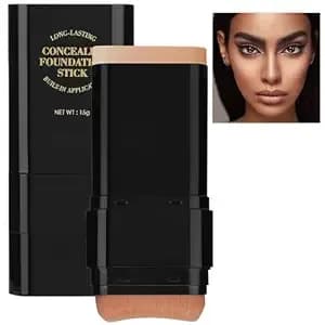 Foundation Stick, 2 In 1 Dual-Ended Long-Lasting Concealer Stick With Brush - Korean Concealer Stick Foundation, Full Coverage Korean Foundation, Tattoo Cover Up Makeup, Matte Finish(05deep Wheat)