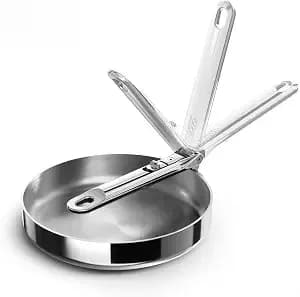Joseph Joseph Space Steel 8" Stainless Steel Frying Pan Skillet With Folding Handle, Induction & Oven Safe