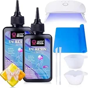 Let'S Resin Uv Resin With Light, Upgraded 200g Starter Kit For Jewelry