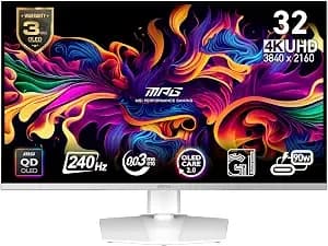 Msi Mpg 321urxw Qd-Oled 31.5 Inch 4k Uhd Gaming Monitor - 3840 X 2160 Quantum Dot Oled Panel, 240hz / 0.03ms, 99% Dci-p3, δE≤2, Displayhdr True Black 400, Kvm, Rgb - Dp 1.4a, Hdmi 2.1, Usb Type-C 98w