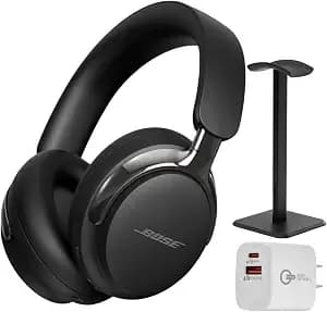 Bose (2nd Gen Quietcomfort Ultra Bluetooth Headphones, Wireless Headphones With Spatial Audio, Over Ear Noise Cancelling With Mic, Up To 30 Hours Of Play Time + 20w Wall Charger (Black)