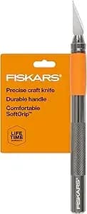 Fiskars 6" Detail Craft Knife, Exacto Hobby Utility Knife, Durable Aluminum - Precision Detail Cutting, Cutter Ideal For Cardstock, Thin Plastic, Photos, Vinyl & Canvas, Scrapbooking, Arts & Crafts