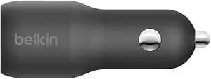 Belkin 37 Watt Dual Usb Car Charger - Power Delivery 25w Usb C Port & 12w Usb A Port For Pps Charging Apple Iphone 14, 14 Pro, 14 Pro Max, Iphone 13, Samsung Galaxy, Airpods - Included Lightning Cable