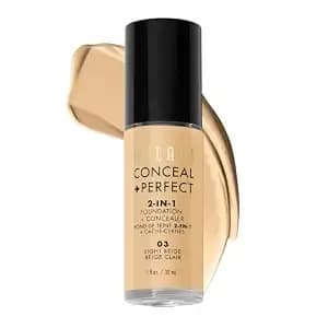 Milani Conceal + Perfect Liquid Foundation Makeup - Light Beige, 1 Fl. Oz - Longwear, Medium-To-Full Coverage Foundation With A Natural-Matte Finish. Waterproof & Sweat-Proof. Vegan & Cruelty-Free.