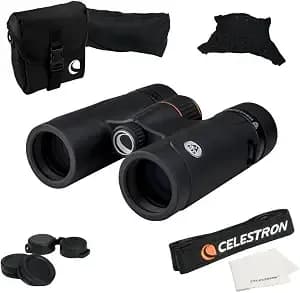 Celestron Trailseeker Ed 8x32 Ed Glass Compact Binoculars For Hiking - Compact Ed Optics, Phase & Dielectric-Coated Bak-4 Prisms, Fully Broadband Multi-Coated, Magnesium Alloy Body