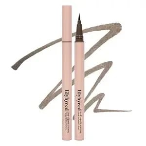 Lilybyred am9 To pm9 Survival Penliner Natural - Korean Soft Ash Tone Liquid Eyeliner, 0.1mm Ultra-Fine Brush, Quick-Dry, Smudge-Proof, Layerable Ash Pigment, Buildable Color, 0.035 Oz. (02 Ash Brown)