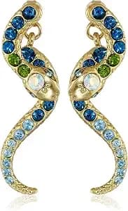 Betsey Johnson Pave Crystal Snake Front & Back Linear Earrings