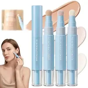 3pc Dual-Effect Concealer Pen,Dual-Effect Pipl Concealer,2-In-1 Liquid Foundation & Concealer Eye Pen, For Blemishes, Redness & Under Eye Circle, With Retinol & Hyaluronic Acid 24 Hr Hydrating