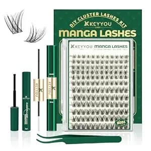 Keyyou Lash Manga Lash Clusters Kit 8-18mm Eyelash Clusters Kit Diy Lashes Extension Kit Natural Fairy Cluster Lashes With Bond Seal Remover Applicator Soft Thin Band(mg04)