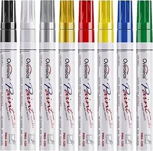 Overseas 8 Colors Paint Pens, Oil Based Permanent Paint Markers Medium Tip - Waterproof, Quick Dry, Fade Resistant, Assorted Colors Marker Pen For Metal, Wood, Rock, Rubber, Plastic, Glass, Canvas