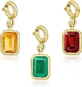 Ross-Simons February/Amethyst - Emerald-Cut Birthstone Charm In 18kt Gold Over Sterling