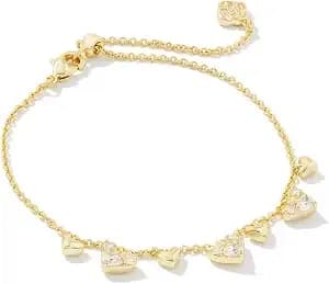 Kendra Scott Women'S Haven Heart Crystal Chain Bracelet Gold White Cz One Size