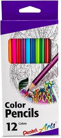 Pentel Arts Colored Pencils, Assorted Colors, Set Of 12 (cb8-12)