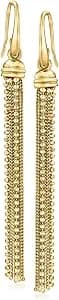 Ross-Simons Italian 18kt Gold Over Sterling Bead And Curb-Chain Tassel Drop Earrings