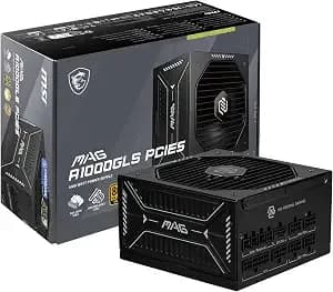 Msi Mag a1000gls pcie5, Fully Modular Compact Gaming 1000w Power Supply, 80+ Gold, Atx 3.1 & Pcie 5.1 Ready, Native Dual-Color 12v-2x6 Embossed Jacket Cables, Low-Noise, 10 Year Warranty