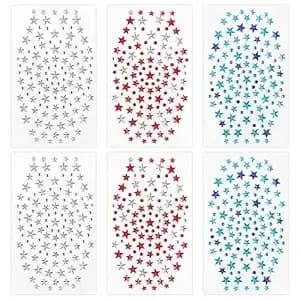 4th Of July Star Face Gems, Self-Adhesive Face Jewels For Women, Gem Stickers Face Rhinestones, Star Rhinestone Stickers 4th Of July Accessories For Face, Body, Hair 6 Sheets