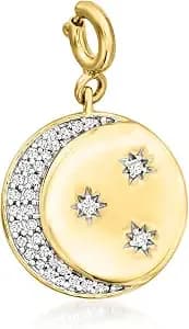 Ross-Simons 0.15 Ct. T.W. Diamond Moon And Stars Charm In 18kt Gold Over Sterling