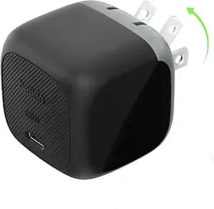 Belkin 65w Compact Usb C Charger Block, Fast Charging For Travel - Pd 3.1, Pps, Laptop Charger, Macbook, Chromebook, Ipad, Iphone 17, Samsung Galaxy, Pixel, Nintendo Switch 2, Foldable Prongs
