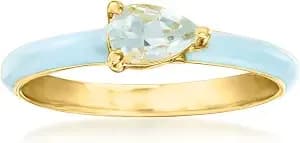 Ross-Simons 0.40 Carat Aquamarine Ring With Pastel Blue Enamel In 18kt Gold Over Sterling