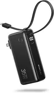 Ef Ecoflow Rapid 3-In-1 Portable Charger, 10,000mah Power Bank With Built-In Usb-C Cable And Foldable Wall Plug, 30w Max Battery Pack, Travel Essentials For Iphone 17/16/15 Series, Galaxy, Macbook