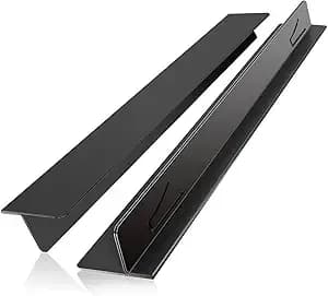 Stove Gap Covers 2pcs, Stove Gap Filler Stainless Steel,13.8'' To 27.5'' Adjustable Length,Range Trim Kit,Oven Stove Gap Guard Between Stovetop And Counter,Easy To Clean Heat Resistant, Black