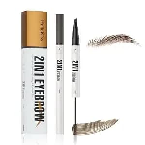 4-Fork Tip Microblading Eyebrow Pen (With Tint 03#Dark Brown) - 2-In-1 Waterproof Eyebrow Pencil, Long-Lasting Natural Hair-Like Brows, Smudge-Proof & Easy To Use