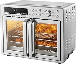 Midea Flexify Classic French Door Toaster Oven Air Fryer Combo, 26.4 Qt - 10-In-1 Large Capacity, 26.4 Qt Countertop Oven, 25% Faster Cooking And 90% Less Oil, Stainless Steel