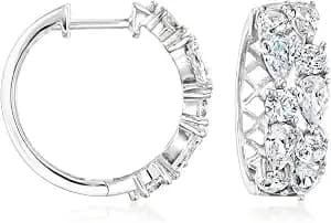 Ross-Simons 3.50 Ct. T.W. Cz Hoop Earrings In Sterling Silver