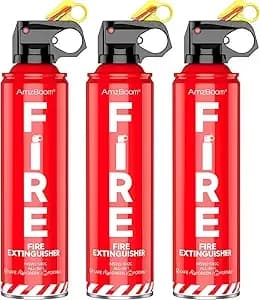 Amzboom Fire Extinguisher For Home, Car, Kitchen, And Boat 3-Pack, Portable Extinguishing Aerosol Spray Compact A, B, C, K – Includes Mounting Brackets For Easy Access.