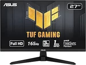 Asus Tuf Gaming 27 Inch Gaming Monitor - Full Hd, 1080p, 165hz (Supports 144hz), 1ms, Extreme Low Motion Blur, Freesync Premium, Shadow Boost, Eye Care, Hdmi, Displayport, Tilt Adjustable - vg277q1a