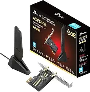 Tp-Link Wifi 6e Intel ax210 Pcie Wifi Card For Desktop Pc (Archer txe73e), Up To 5.4 Gbps Tri-Band Wireless Card - 6 Ghz - Low-Latency - Bluetooth 5.3 - Low-Profile Single Antenna - Ofdma, Mu-Mimo