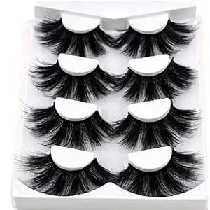 New 4 Pairs 3d Mink Hair False Eyelashes Criss-Cross Wispy Cross Fluffy Length 25mm Lashes Extension Handmade Eye Makeup Tools (Mdr-5)