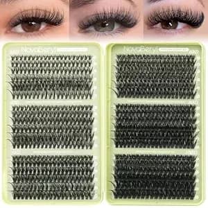 Lash Clusters Eyelash Extensions Natural Lash Cluster,D Curly Diy Cluster Lashes Extension Soft Individual Clusters(30d+40d+50d+60d+80d+100d Cluster Lashes,8-16mm)