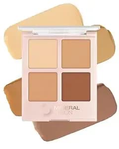 Mineral Fusion Makeup Cream Concealer Eye Palette Quad (Decadence) - 4 Warm To Dark Shades, Blemish Concealer & Under Eye Brightener, With Vitamin C & E, Hypoallergenic