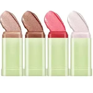 4packs Makeup Stick, Cream Highlighter Stick For Hydrated, Dewy Skin, Use On Lips, Cheeks & Eyelids & Body, Lightweight Radiance Enhancer For All Skin Types, 19g